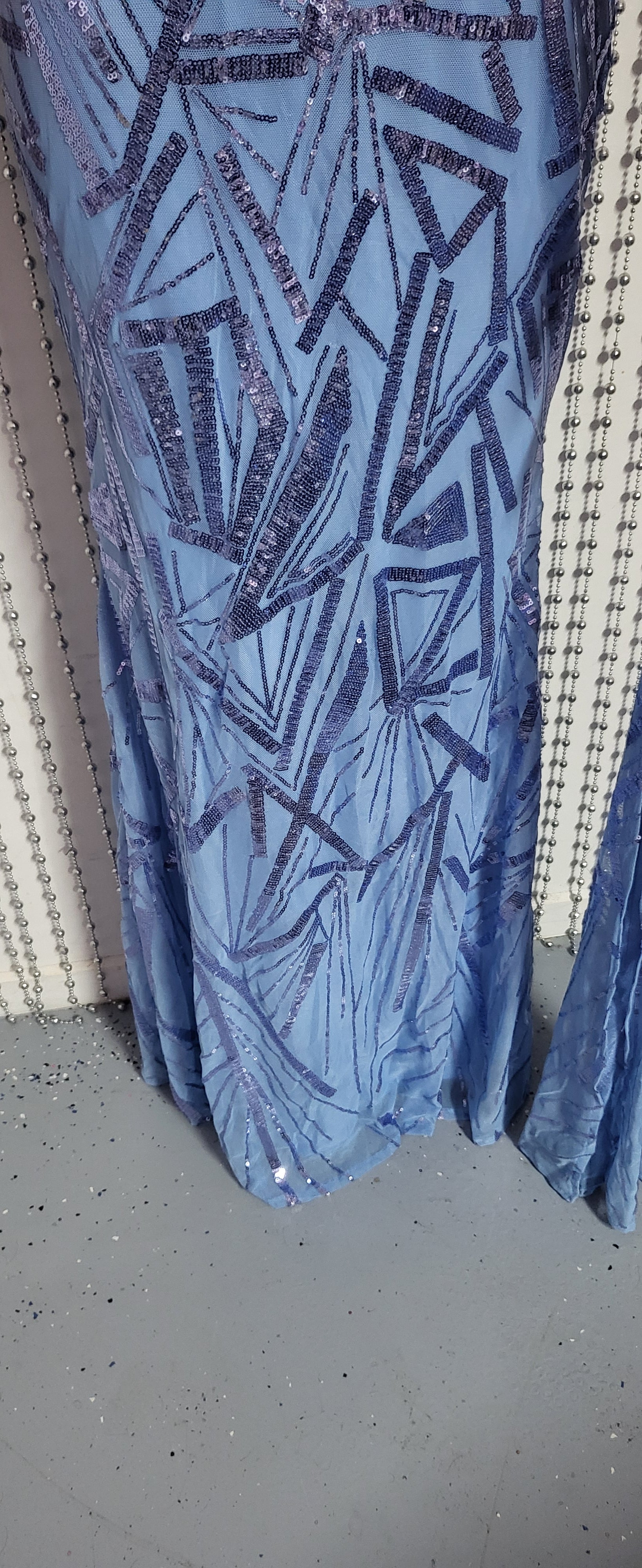 Blue v-Neck mermaid evening dress