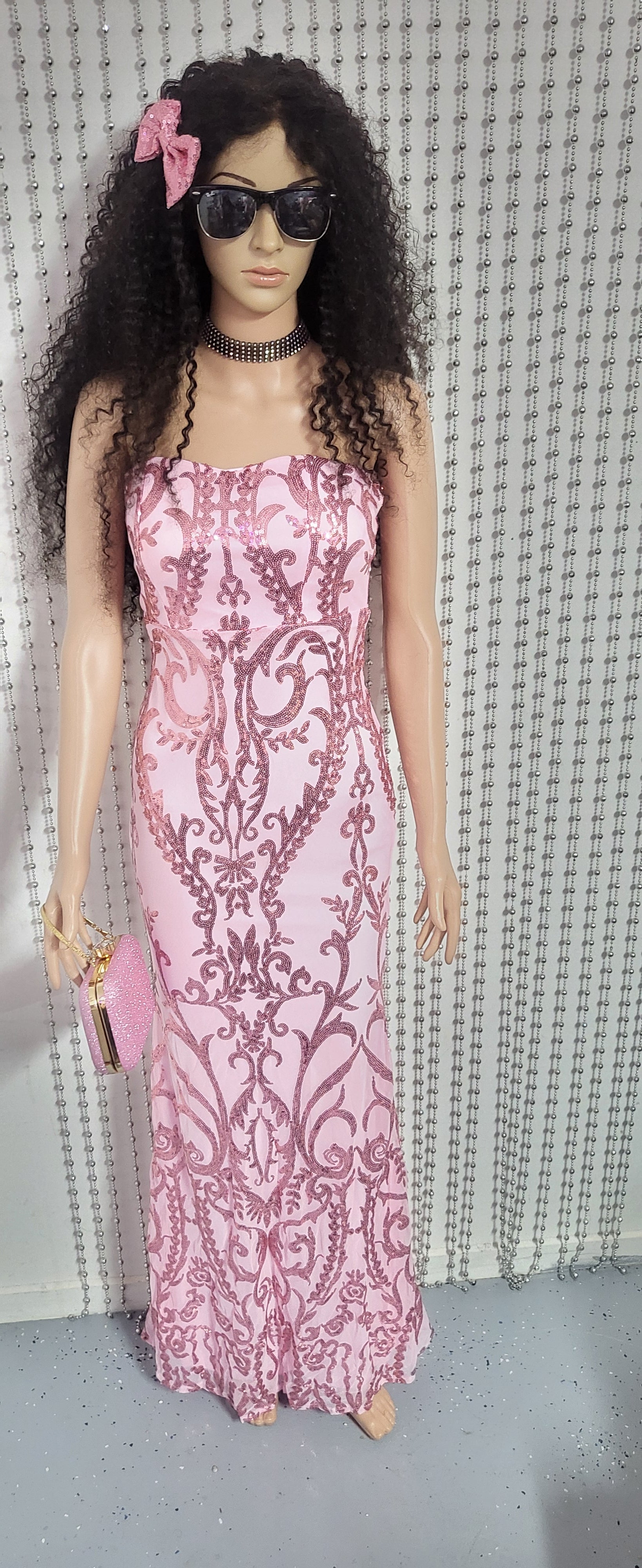 Elegant pink evening dress