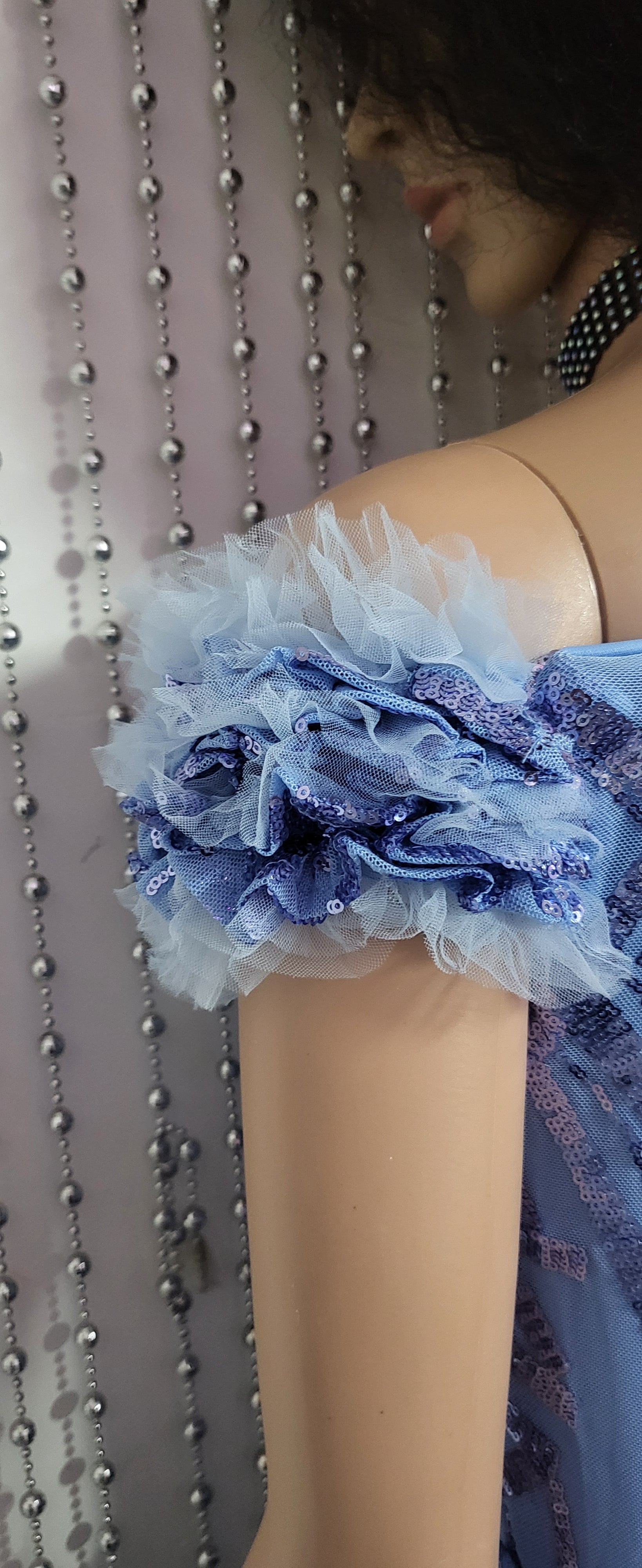 Blue v-Neck mermaid evening dress