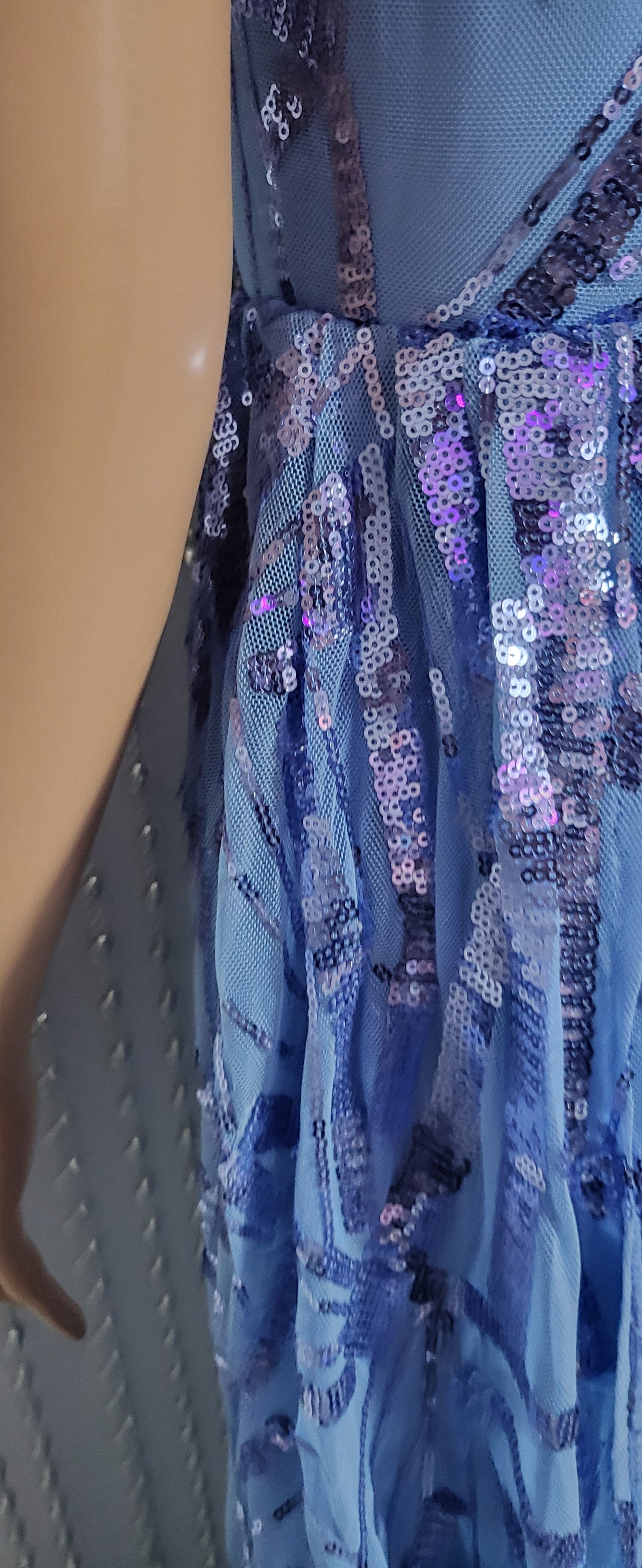 Blue v-Neck mermaid evening dress