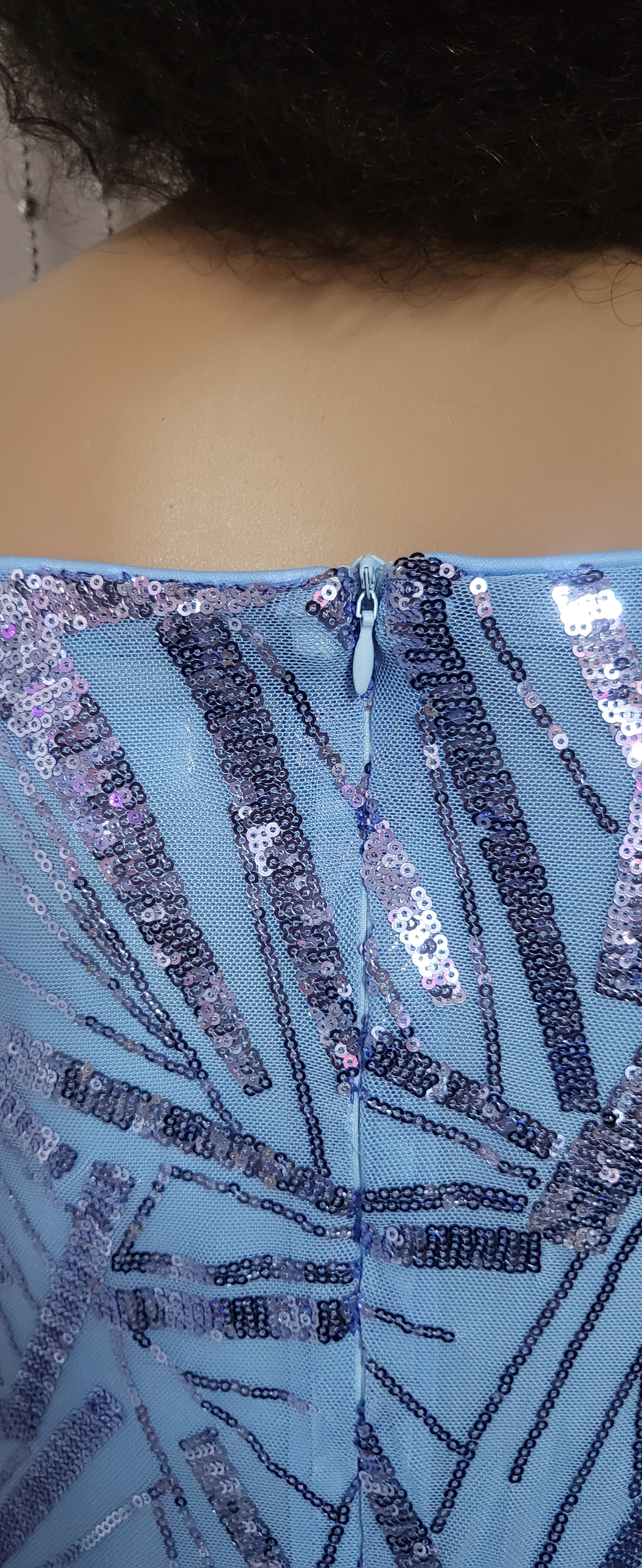 Blue v-Neck mermaid evening dress