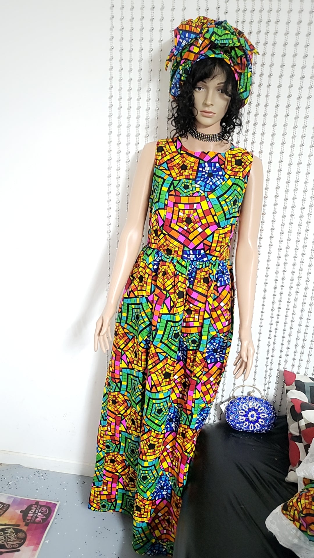 Multicolor cotton long dress