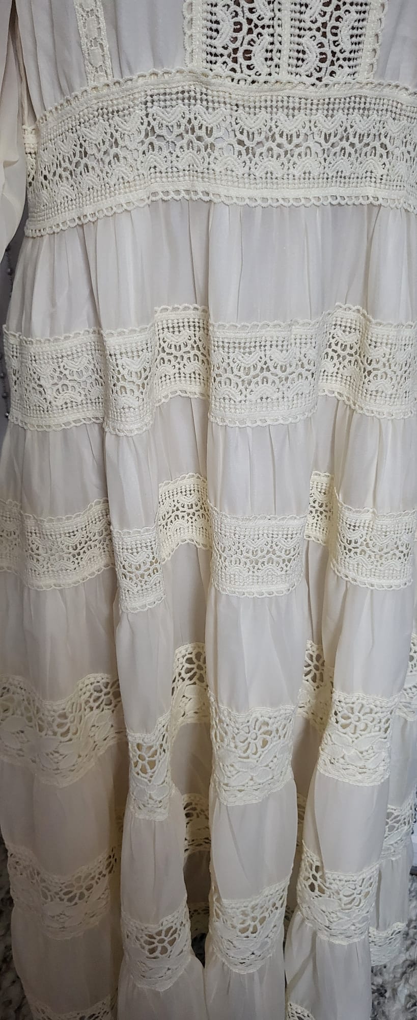 Cream embroidered lace pattern dress