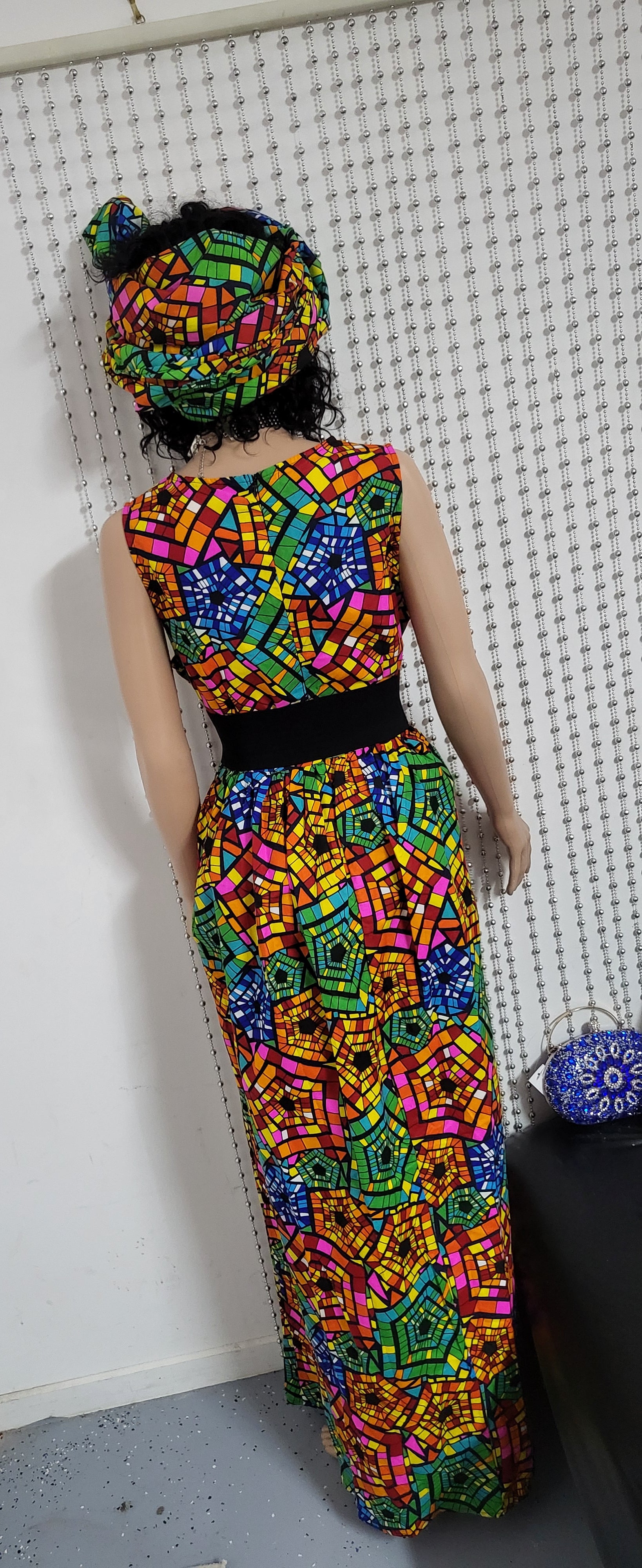 Multicolor cotton long dress