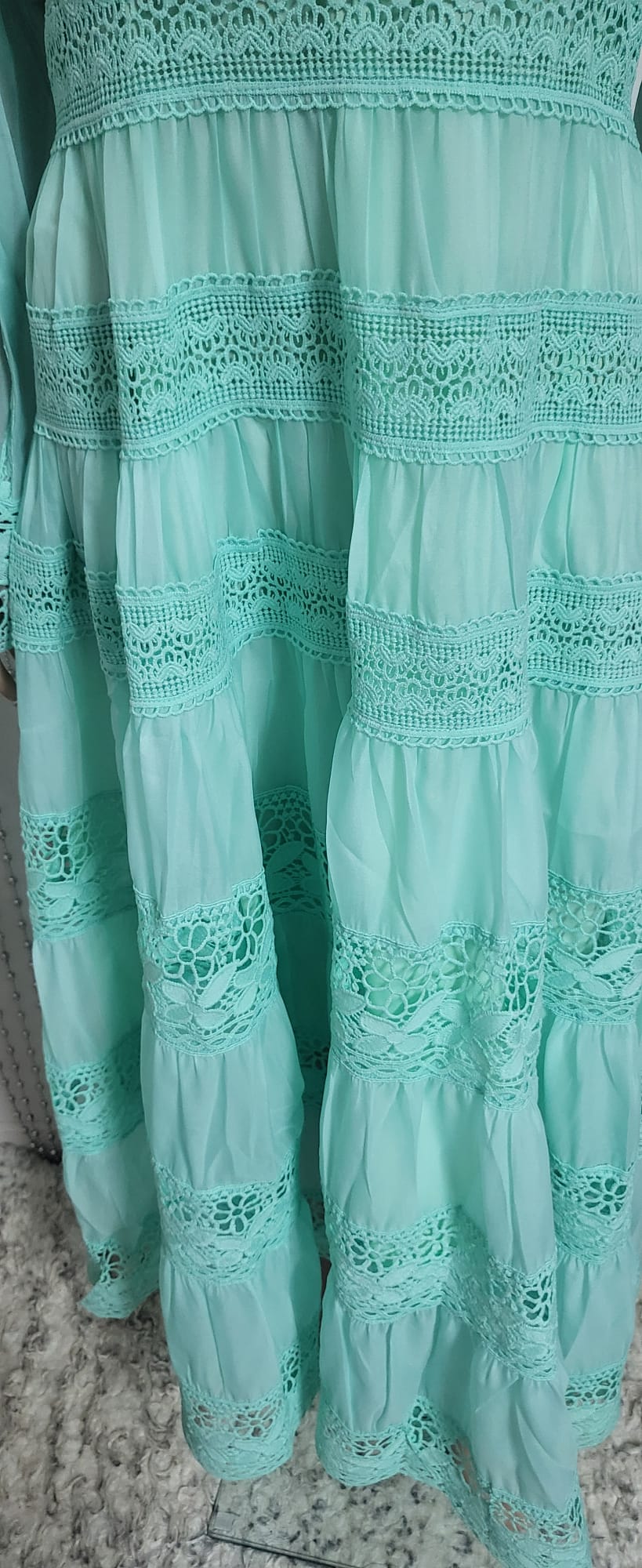 Green Embroidered lace pattern dress