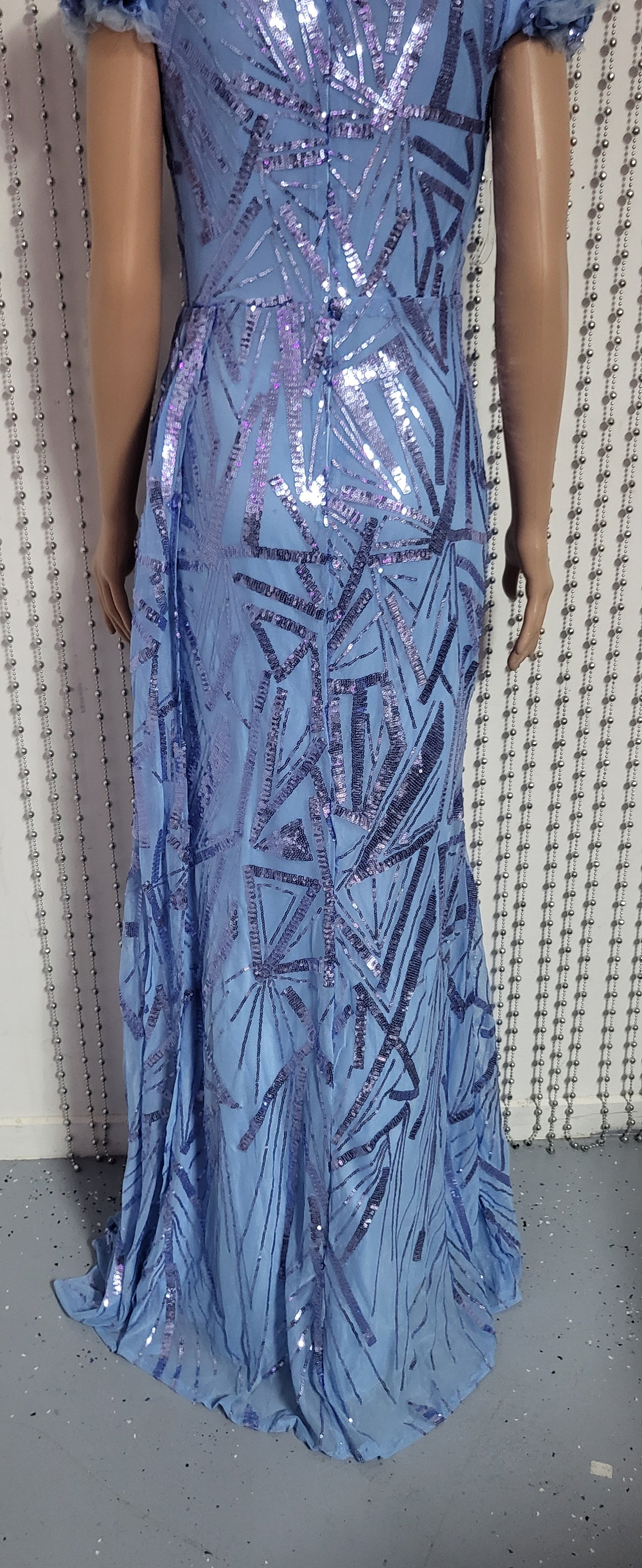 Blue v-Neck mermaid evening dress