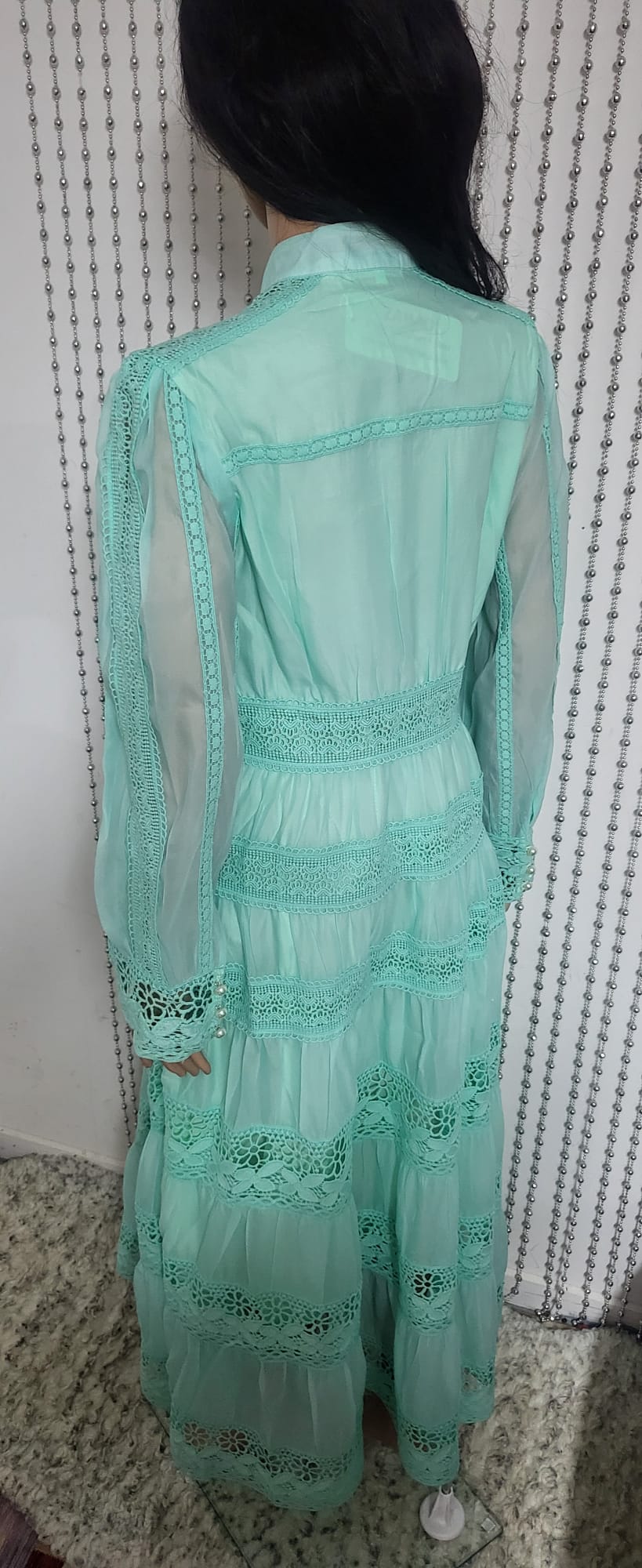 Green Embroidered lace pattern dress