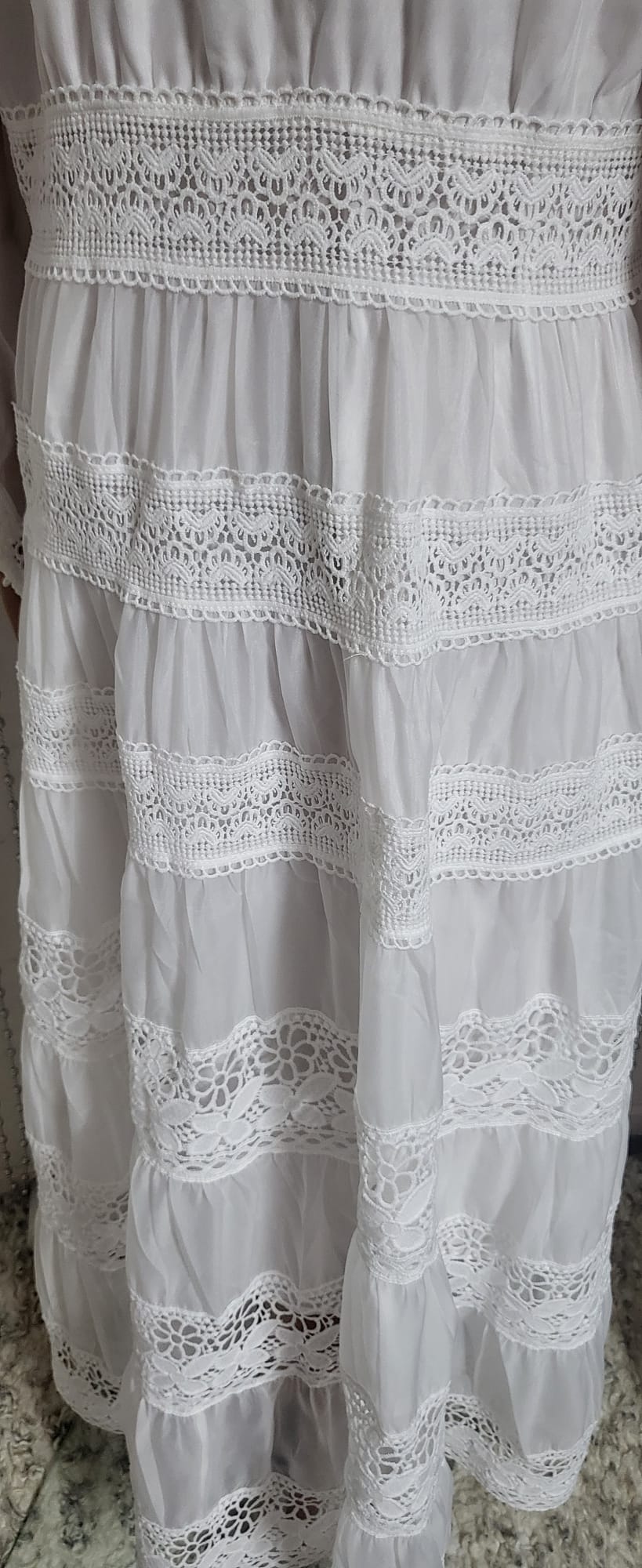 White embroidered lace pattern dress