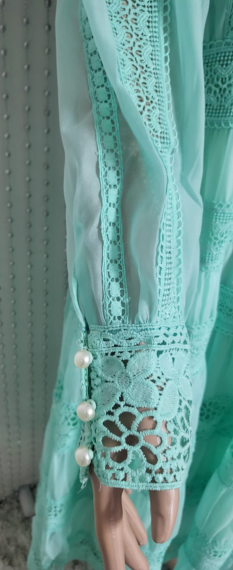 Green Embroidered lace pattern dress
