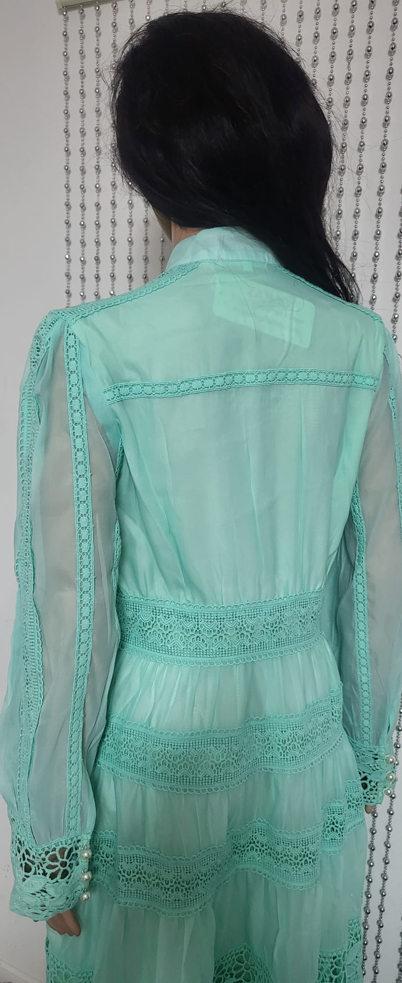 Green Embroidered lace pattern dress