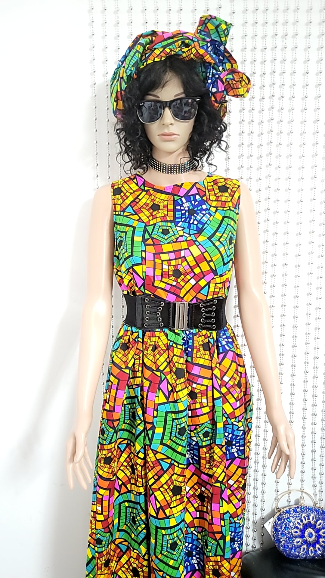 Multicolor cotton long dress