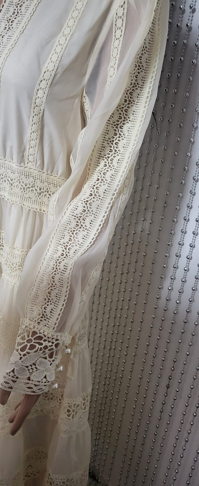 Cream embroidered lace pattern dress