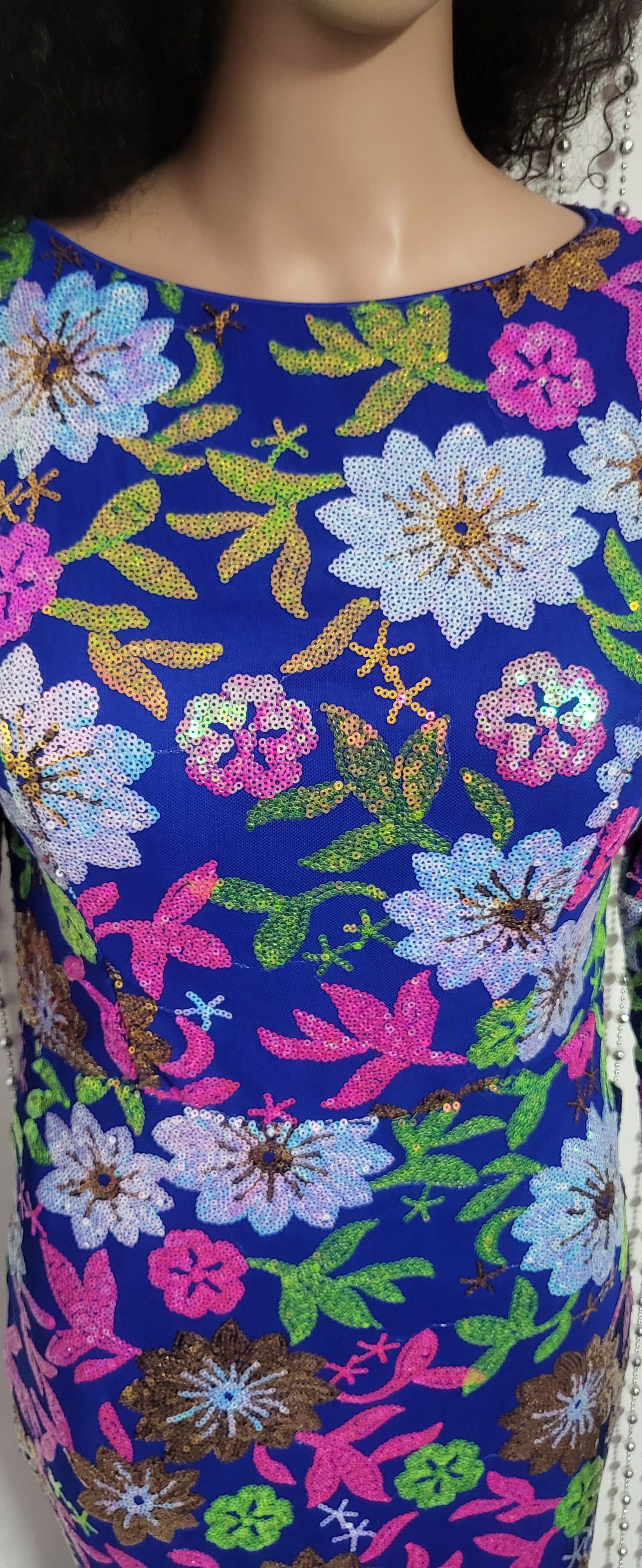 Floral mermaid sequin elegant evening dress.